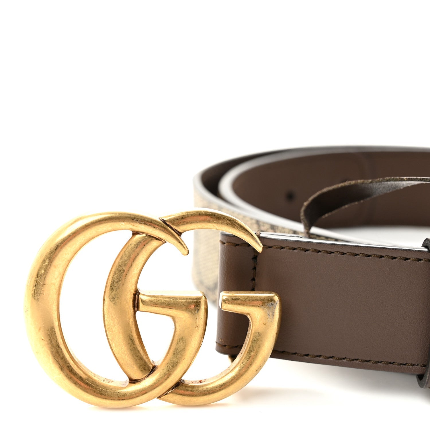 GG Supreme Monogram Matte Plutone Calfskin Double G 30mm Belt 80 32 Beige Ebony New Acero