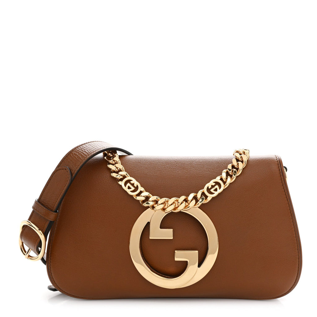 Roxy Calfskin Blondie Chain Shoulder Flap Bag Blondie Cognac
