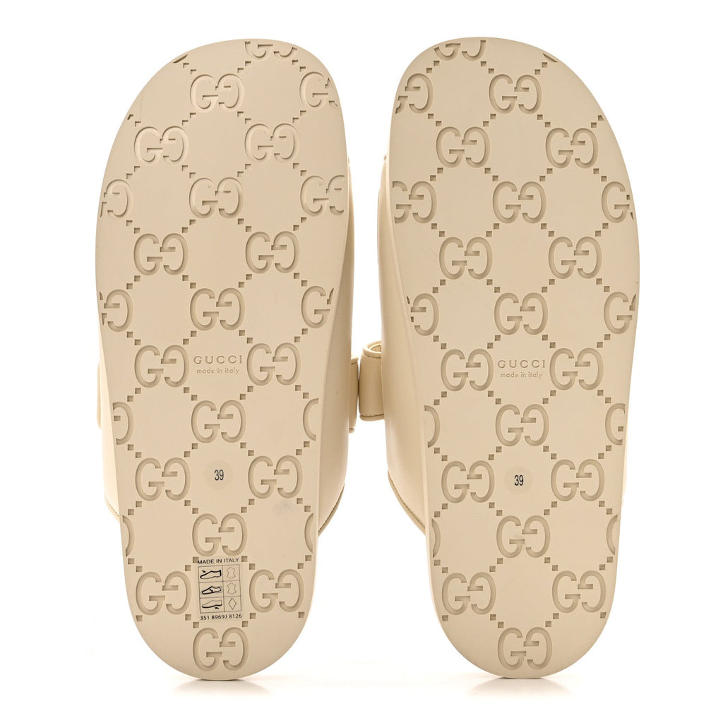 Calfskin Double G Crystal Womens Isla Dad Sandals 39 Ivory
