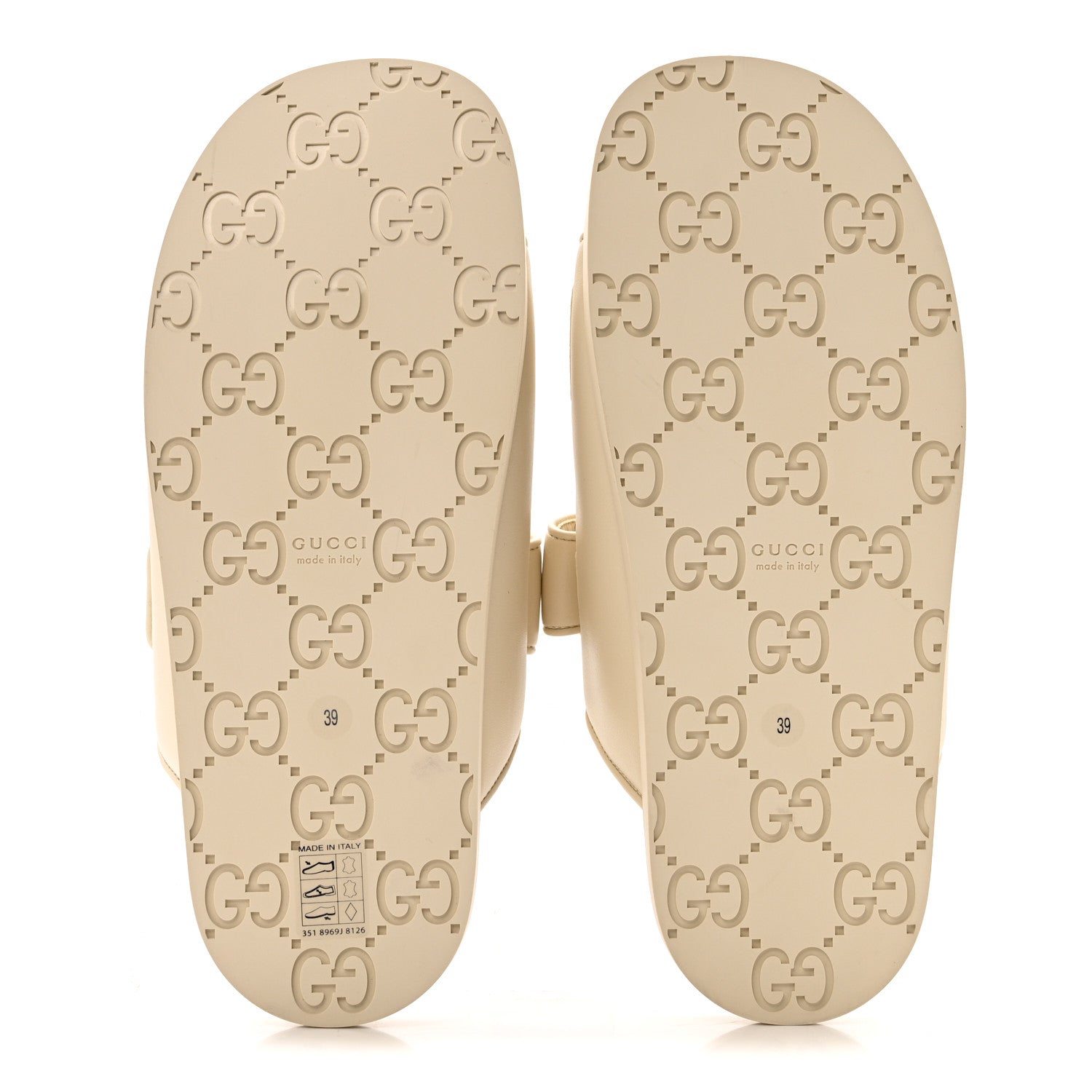 Calfskin Double G Crystal Womens Isla Dad Sandals 39 Ivory