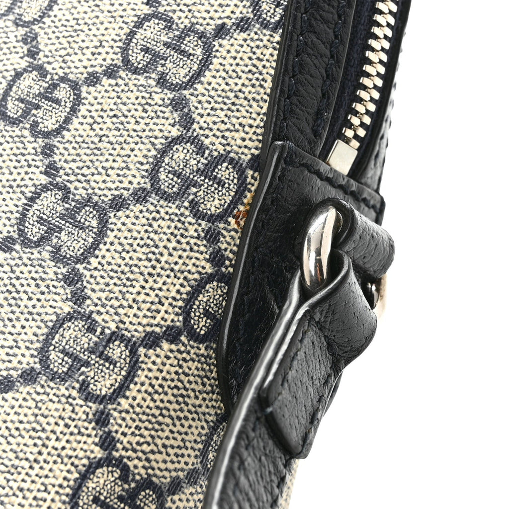 GG Supreme Monogram Textured Dollar Calfskin Web Small Ophidia Dome Shoulder Bag Beige Blue
