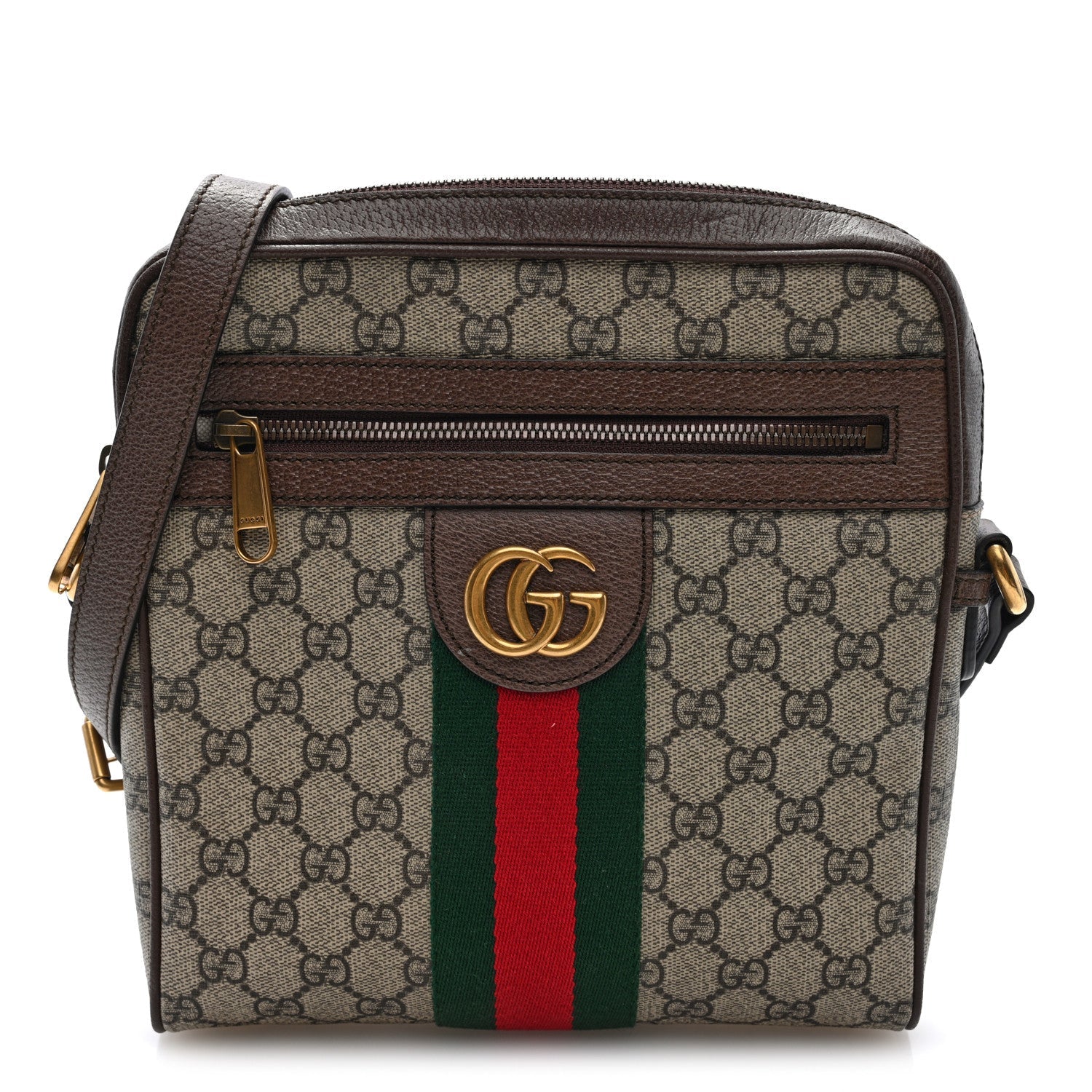 GG Supreme Monogram Web Small Ophidia Messenger Bag Brown