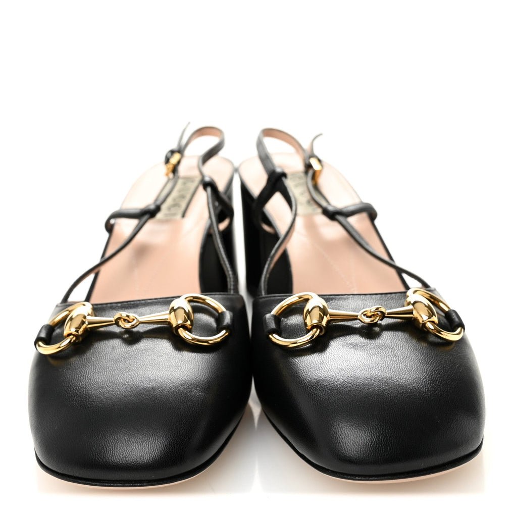 Malaga Kid Horsebit 70mm Slingback Pumps 36  Black