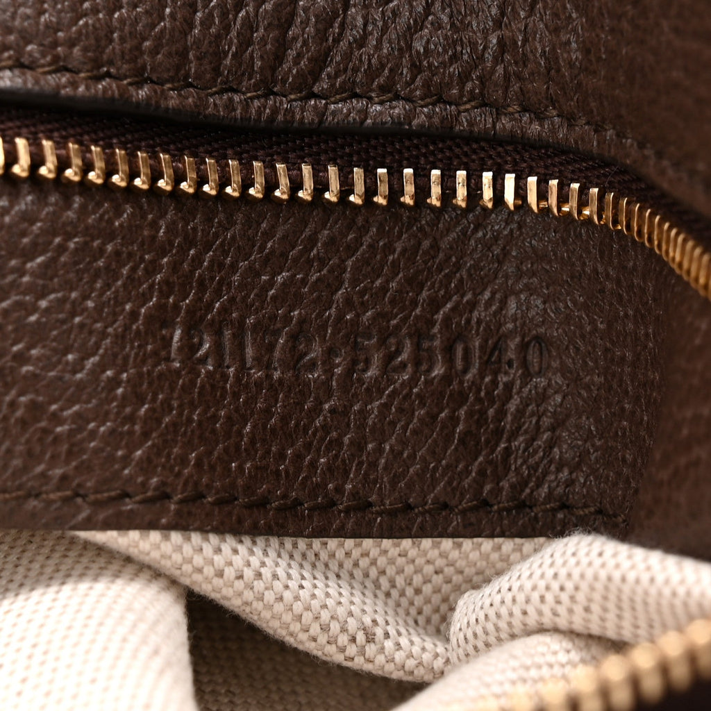 GG Supreme Monogram Textured Dollar Calfskin Web Medium Blondie Top Handle Shoulder Flap Bag Beige Ebony New Acero