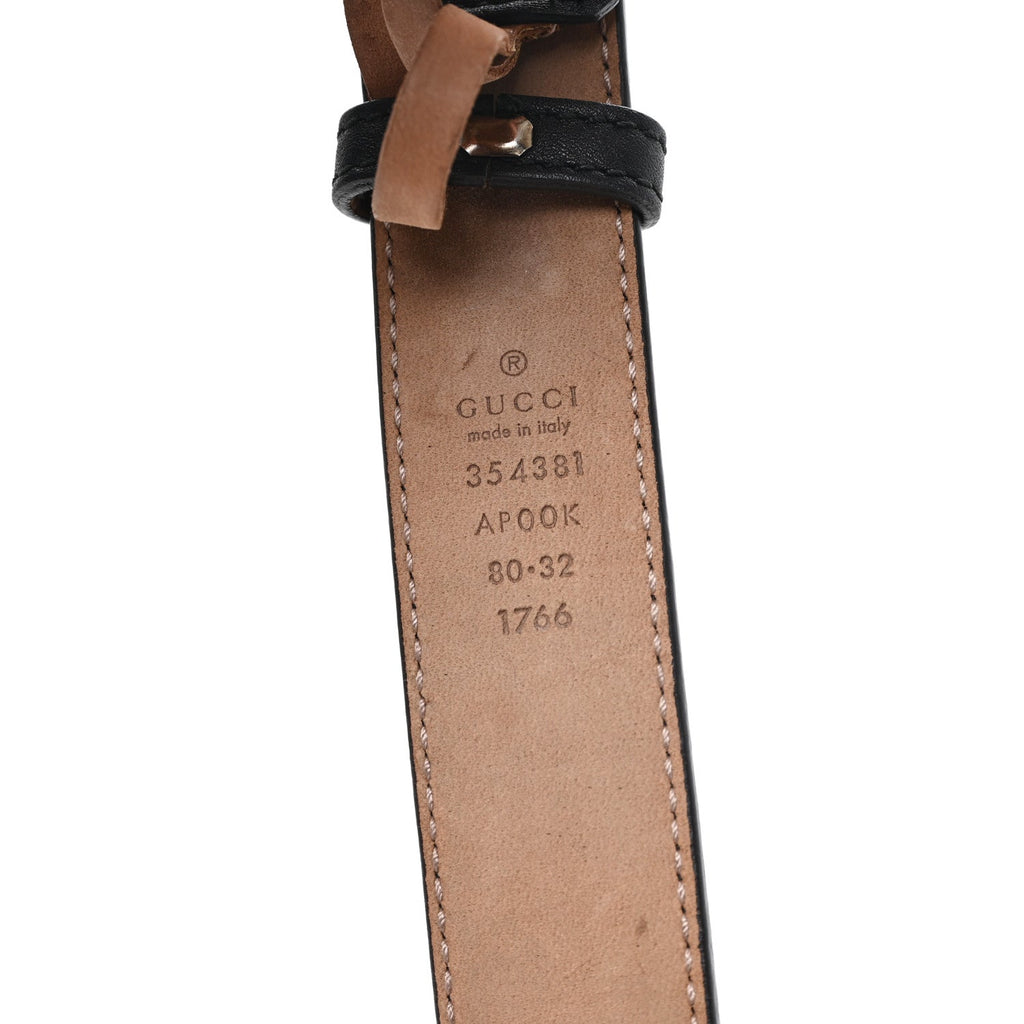 Calfskin Crystal Interlocking G Belt 80 32 Black