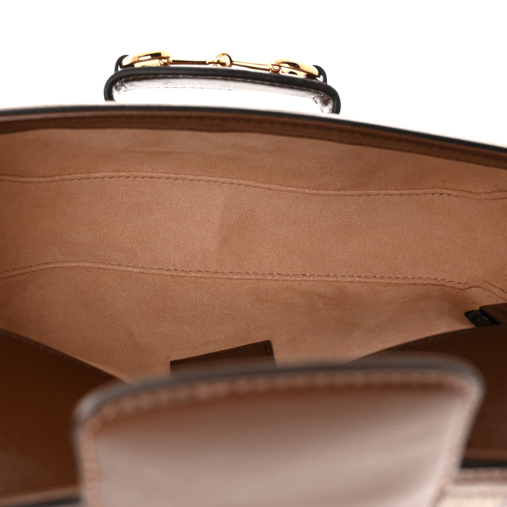 GG Supreme Monogram Small Horsebit 1955 Chain Shoulder Bag Beige Ebony Brown Sugar