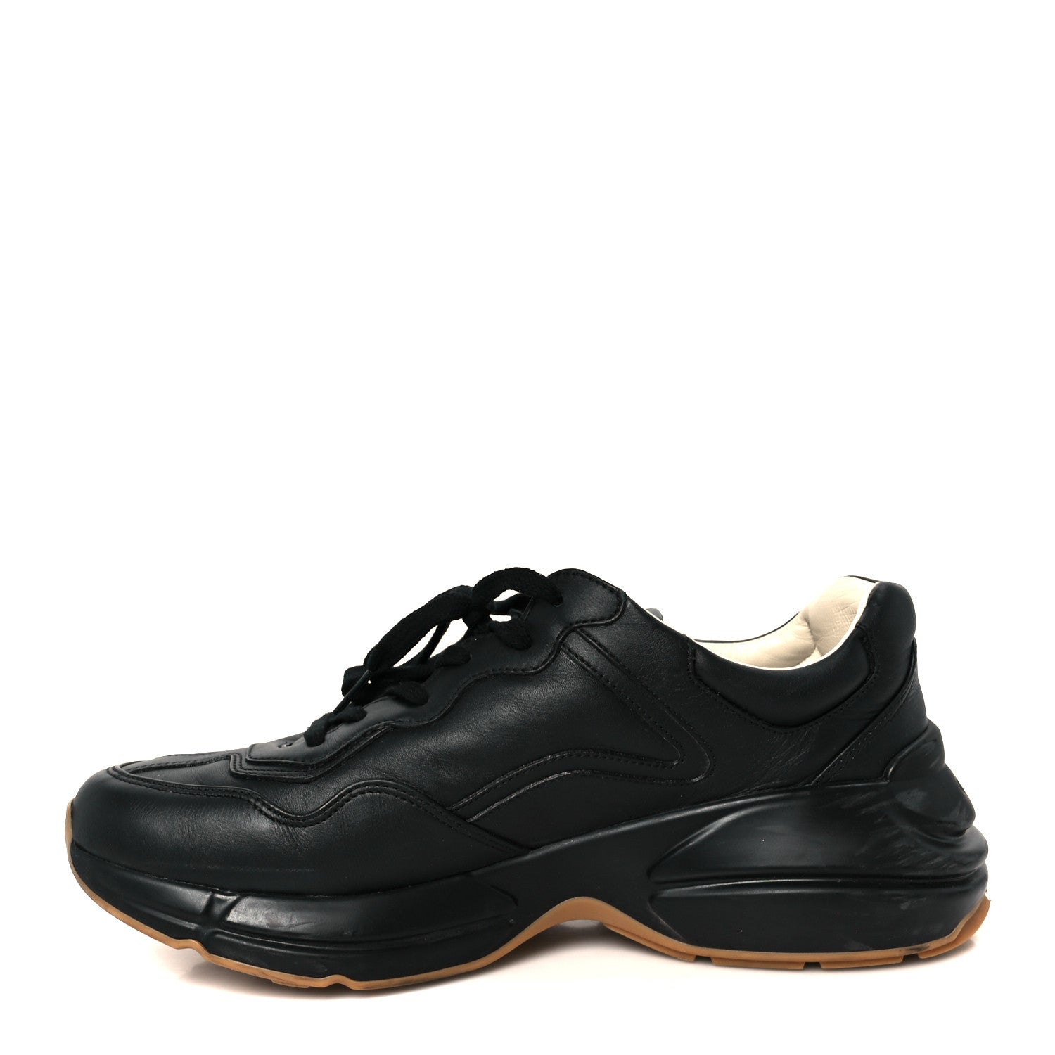 Calfskin Iridescent Logo Mens Rhyton Sneakers 8.5 Black