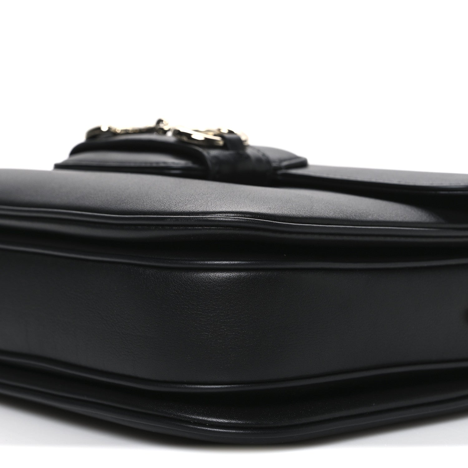 Ciny Lux Calfskin Horsebit 1955 Soft Small Shoulder Bag Black