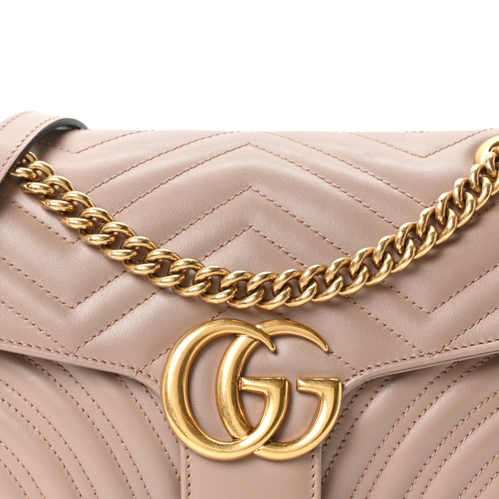 Calfskin Matelasse Small GG Marmont Shoulder Bag Porcelain Rose