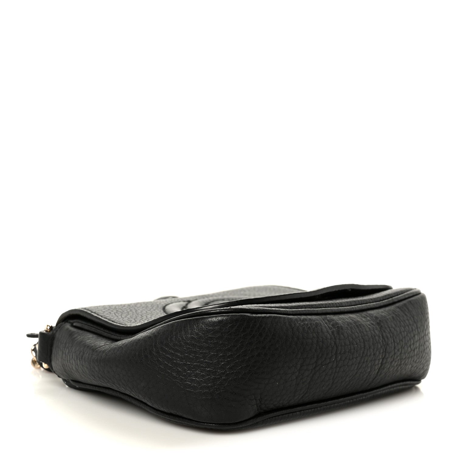 Pebbled Calfskin Small Soho Flap Crossbody Black