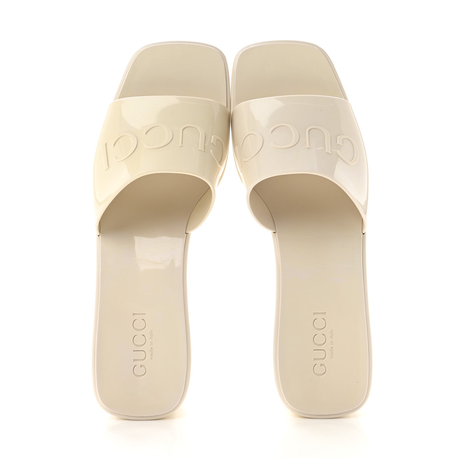 Rubber Gucci Logo Womens Platform 20/60mm Slide Sandals 40 Mystic White