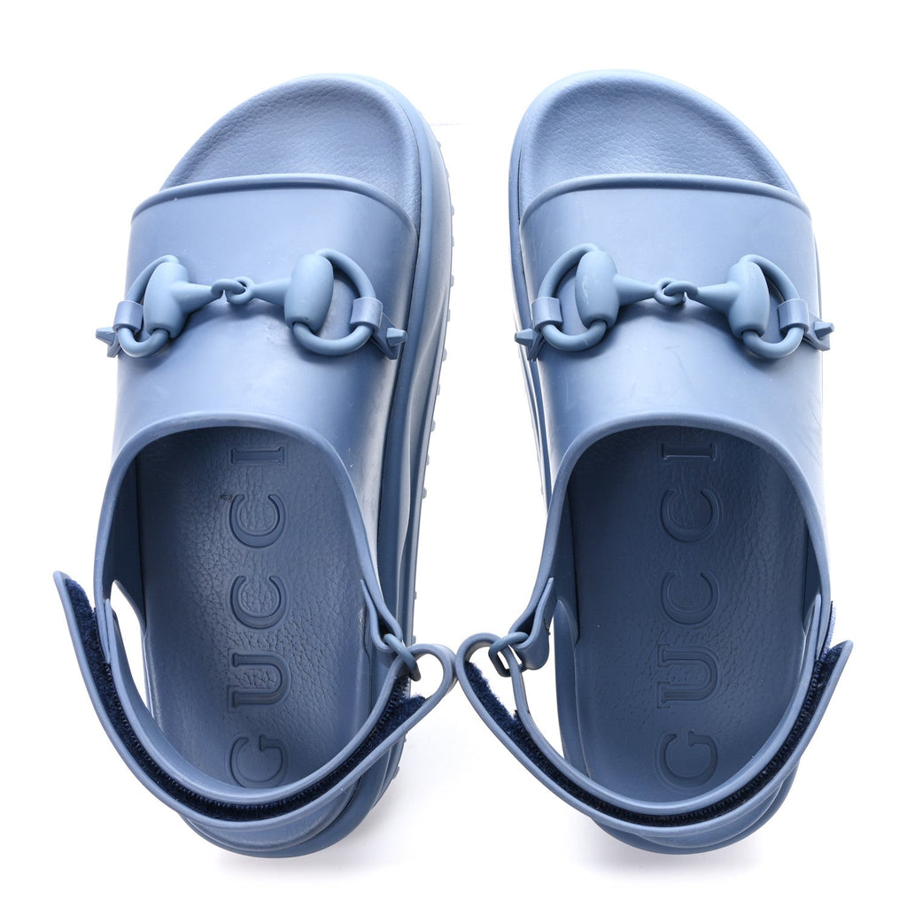 Soft Rubber Horsebit Touch Mens Strapped Sandals 9 Washed Indigo