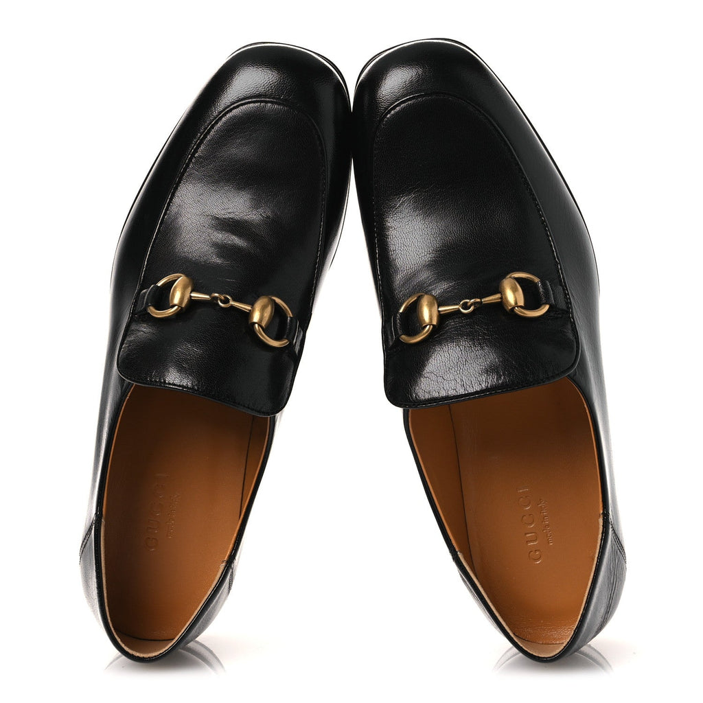 Goatskin Womens Horsebit Mid-Heel Loafers 36 Black