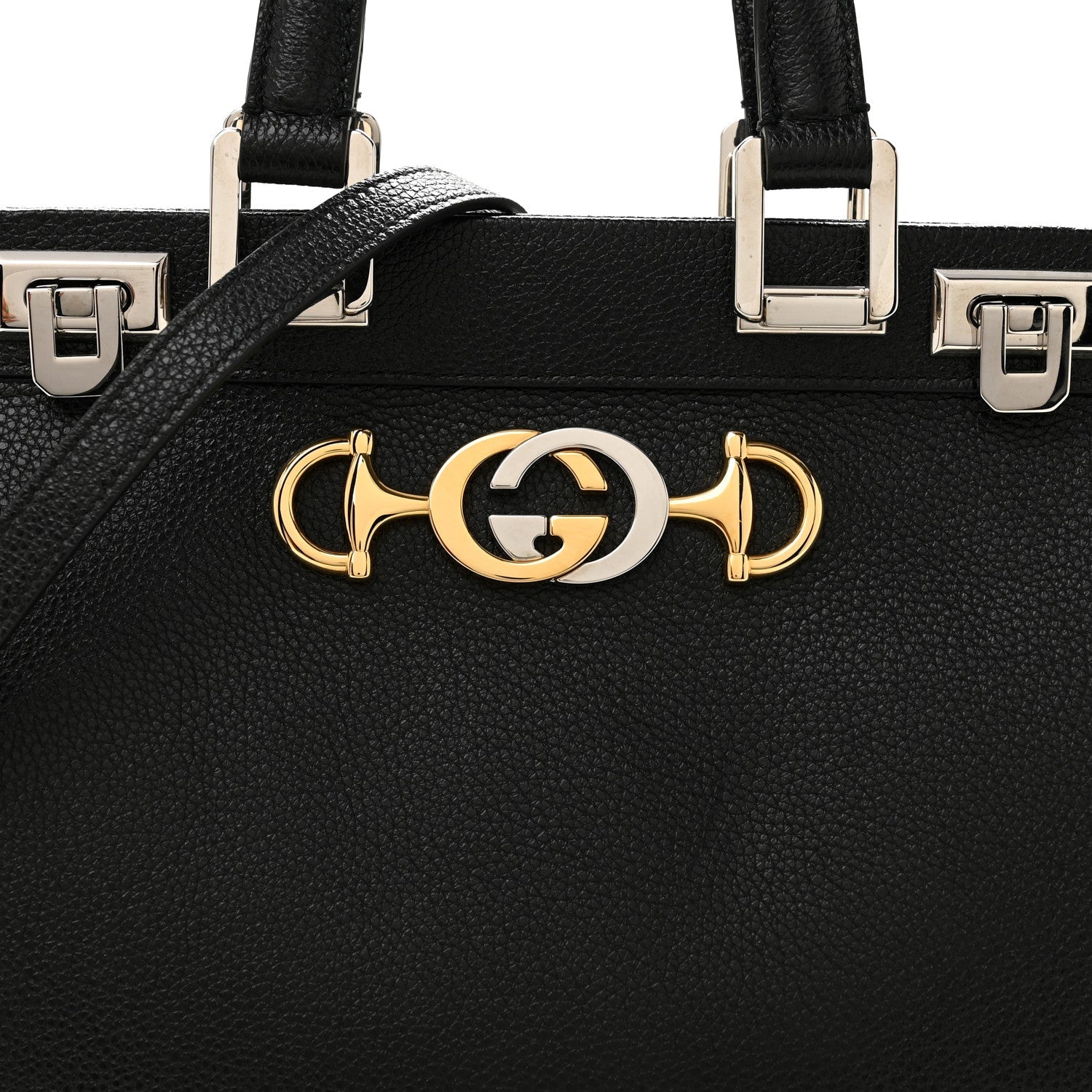 Grainy Calfskin Small Zumi Top Handle Bag Black
