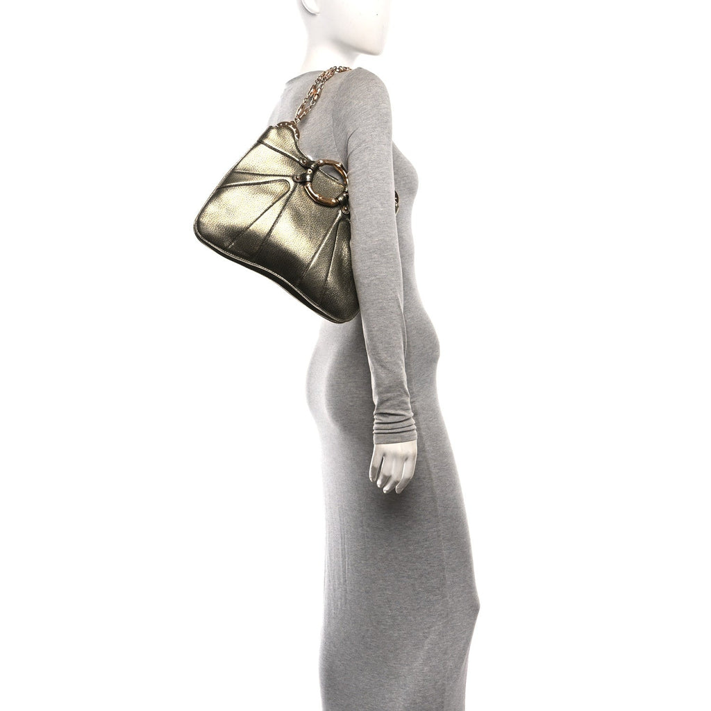 Metallic Calfskin Bamboo Chain Tom Ford Shoulder Bag Gold