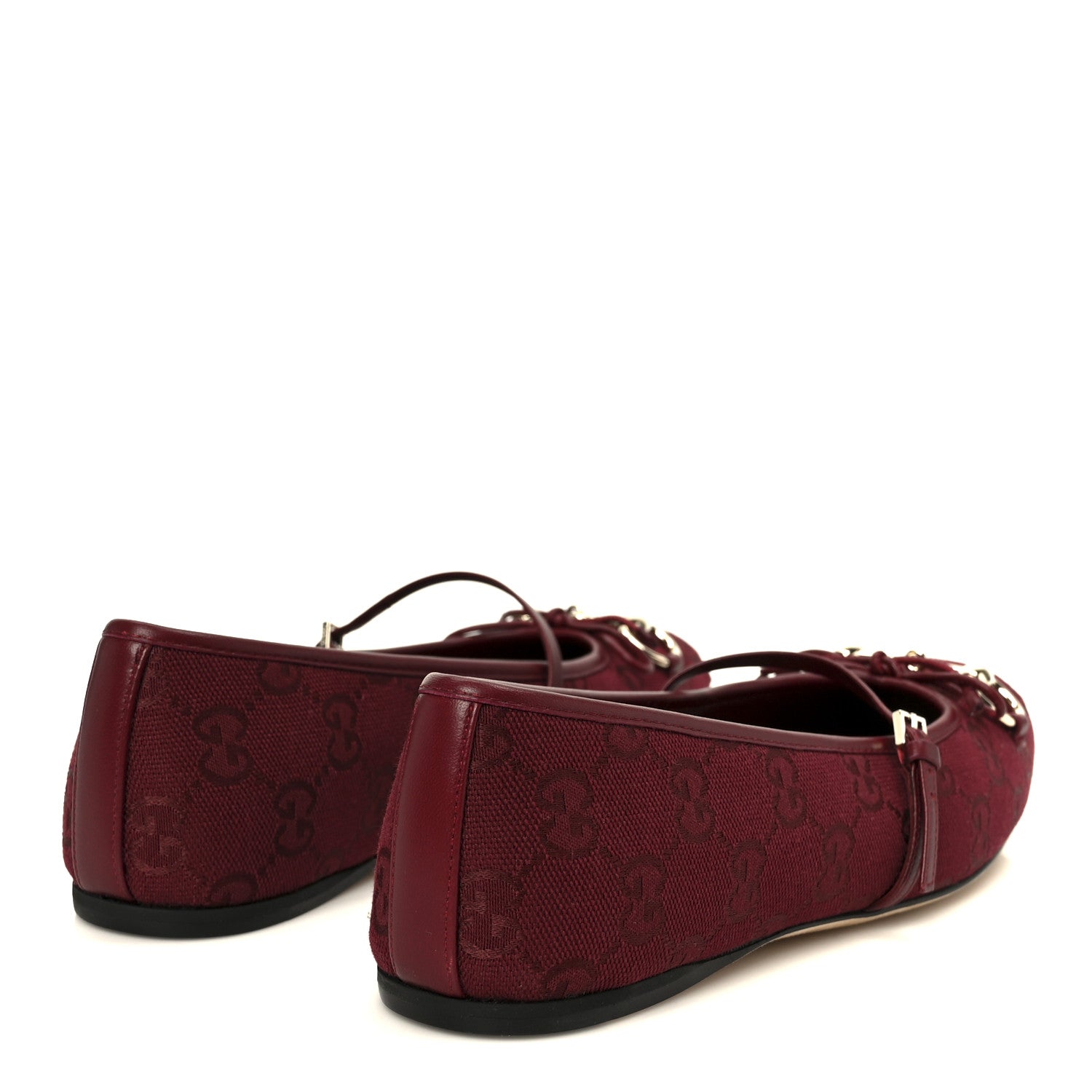 GG Monogram Horsebit Ballet Flats 37.5 Rosso Ancora