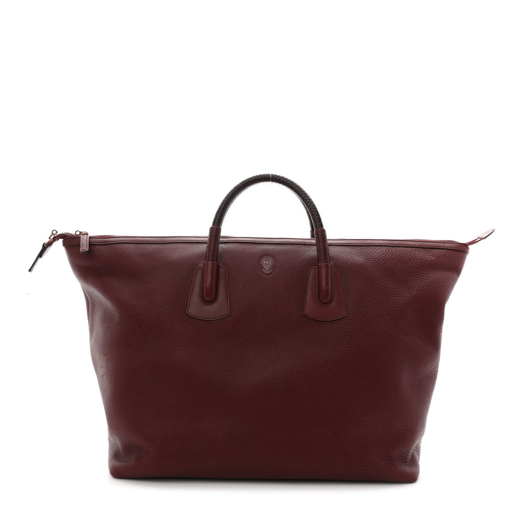 Grained Calfskin Duffle Bag Burgundy
