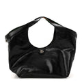 Soft Glossy Calfskin Large Giglio Tote Black