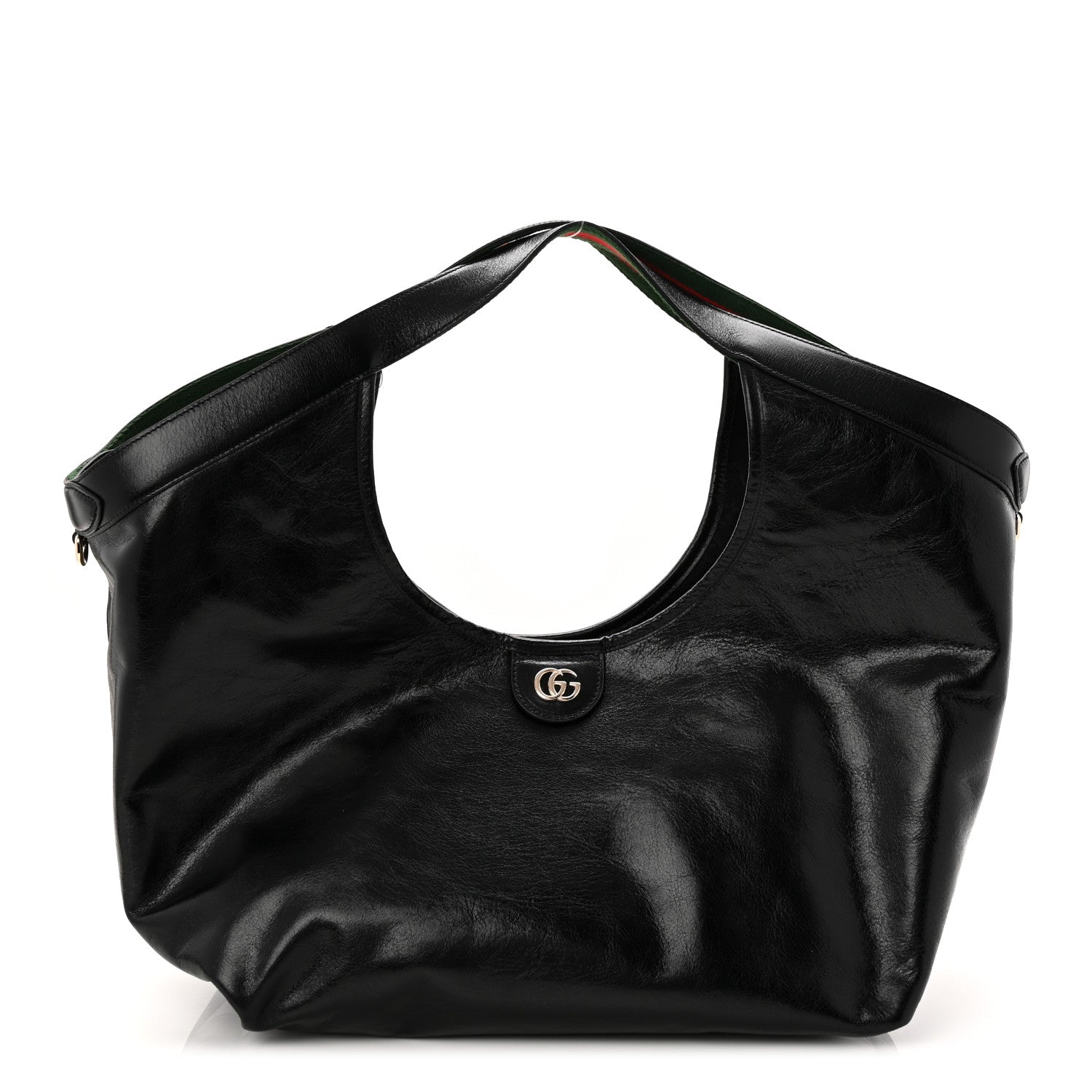 Soft Glossy Calfskin Large Giglio Tote Black