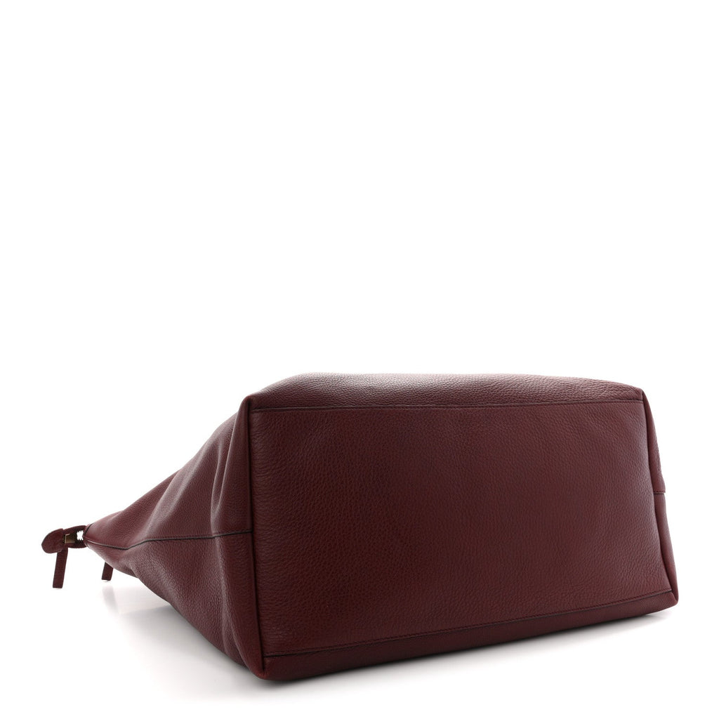 Grained Calfskin Duffle Bag Burgundy