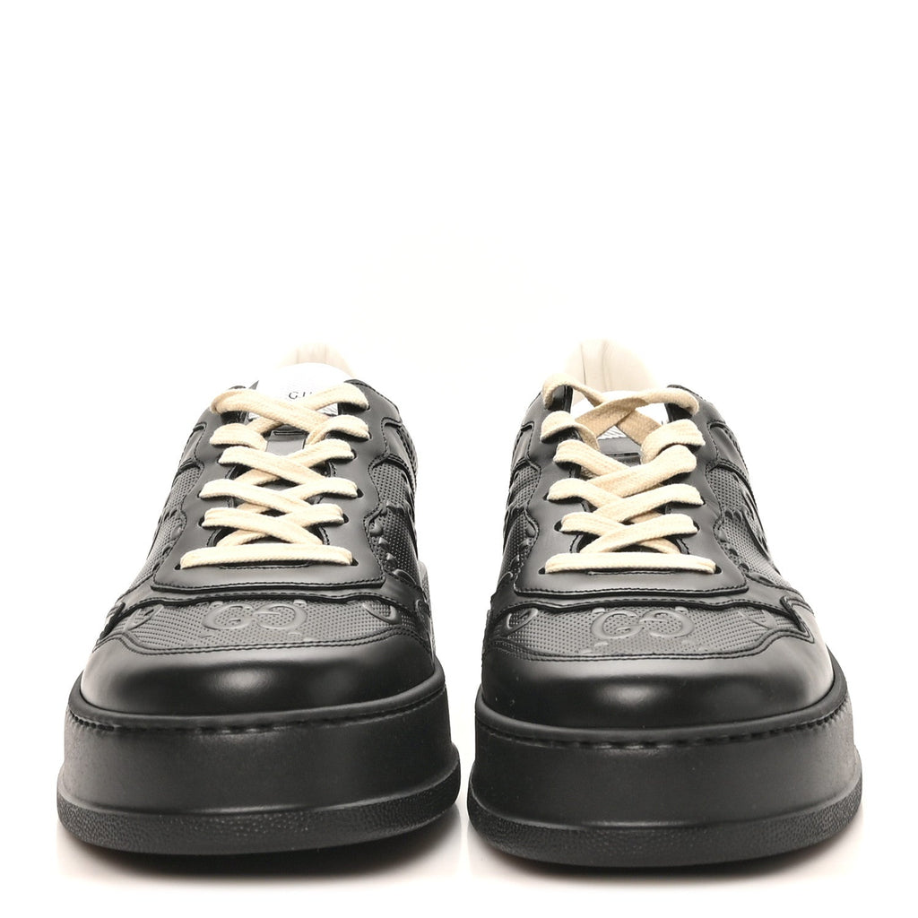 Calfskin GG Tennis Embossed Perforated Mens Interlocking G 55mm Sneakers 11.5 Black