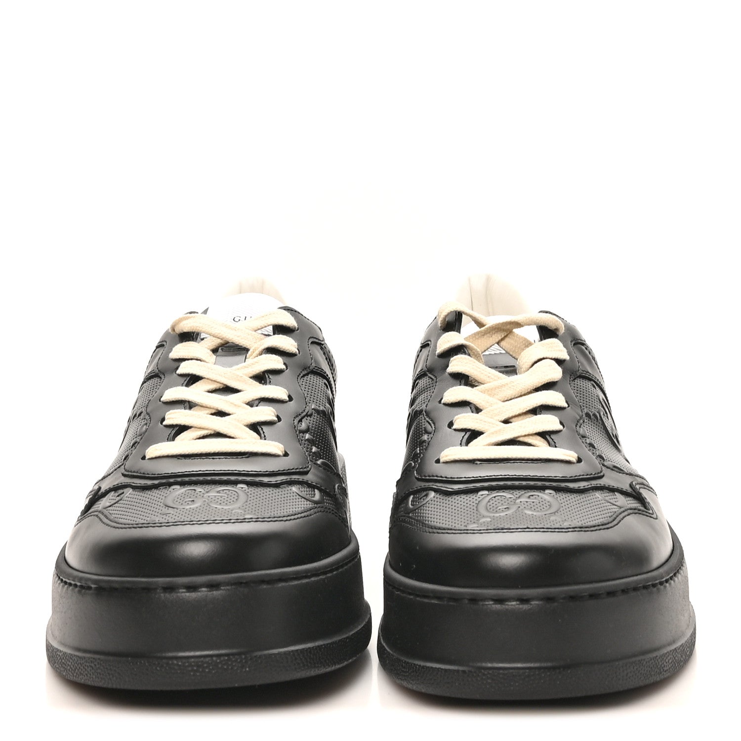 Calfskin GG Tennis Embossed Perforated Mens Interlocking G 55mm Sneakers 11.5 Black
