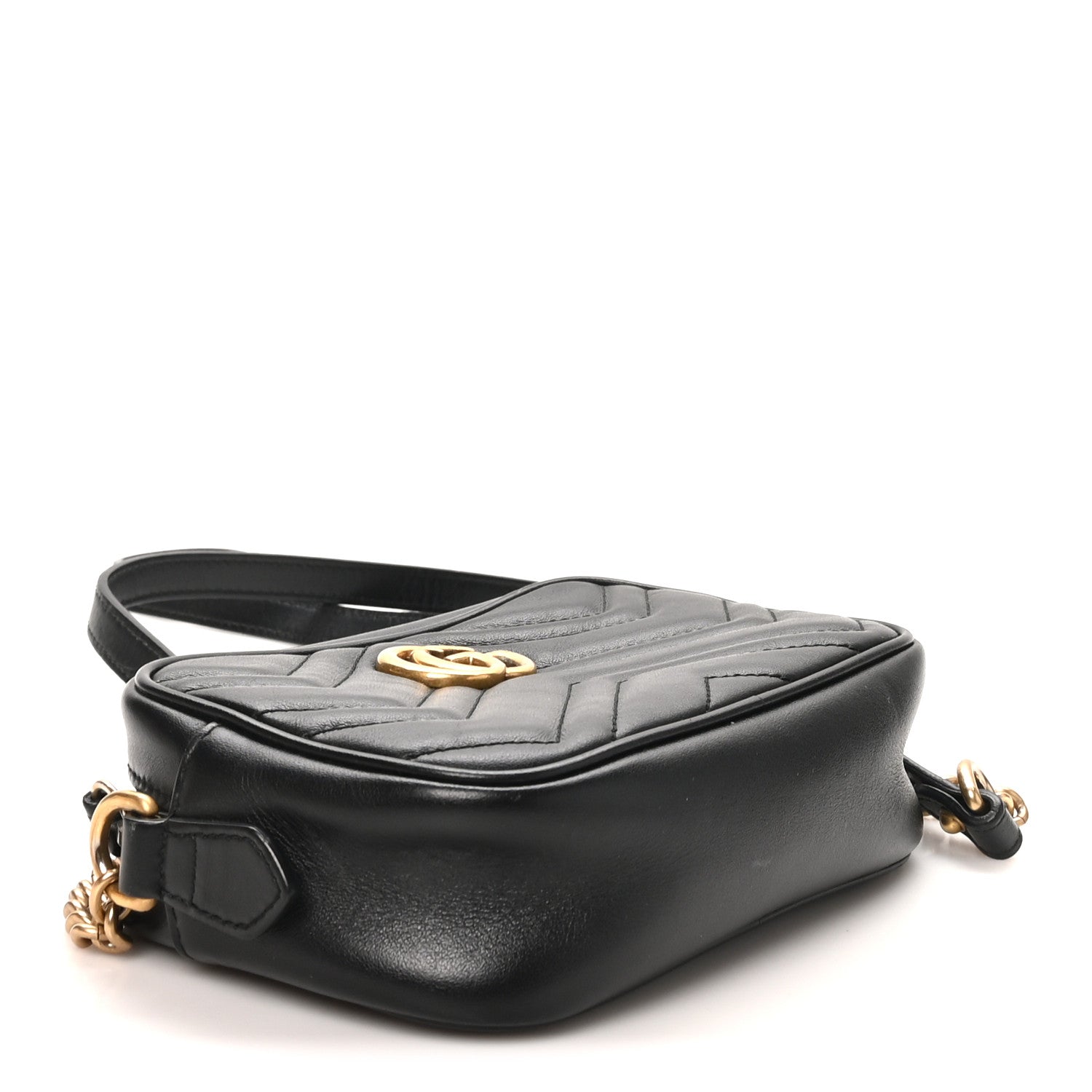 Calfskin Matelasse Mini GG Marmont Chain Shoulder Bag Black