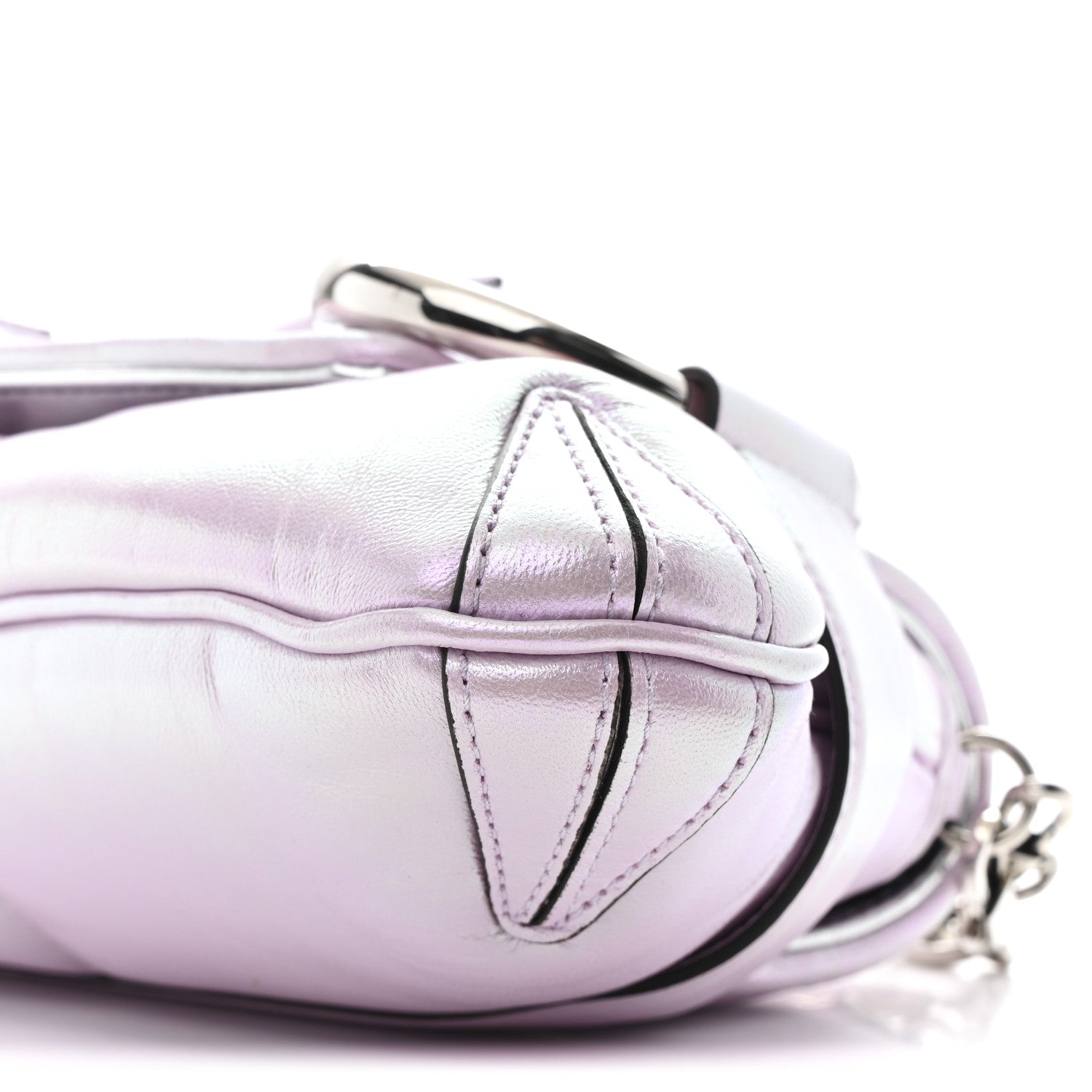 Iridescent Nappa Vertical Matelasse Medium Maxi Horsebit Chain Shoulder Bag Escape Pink