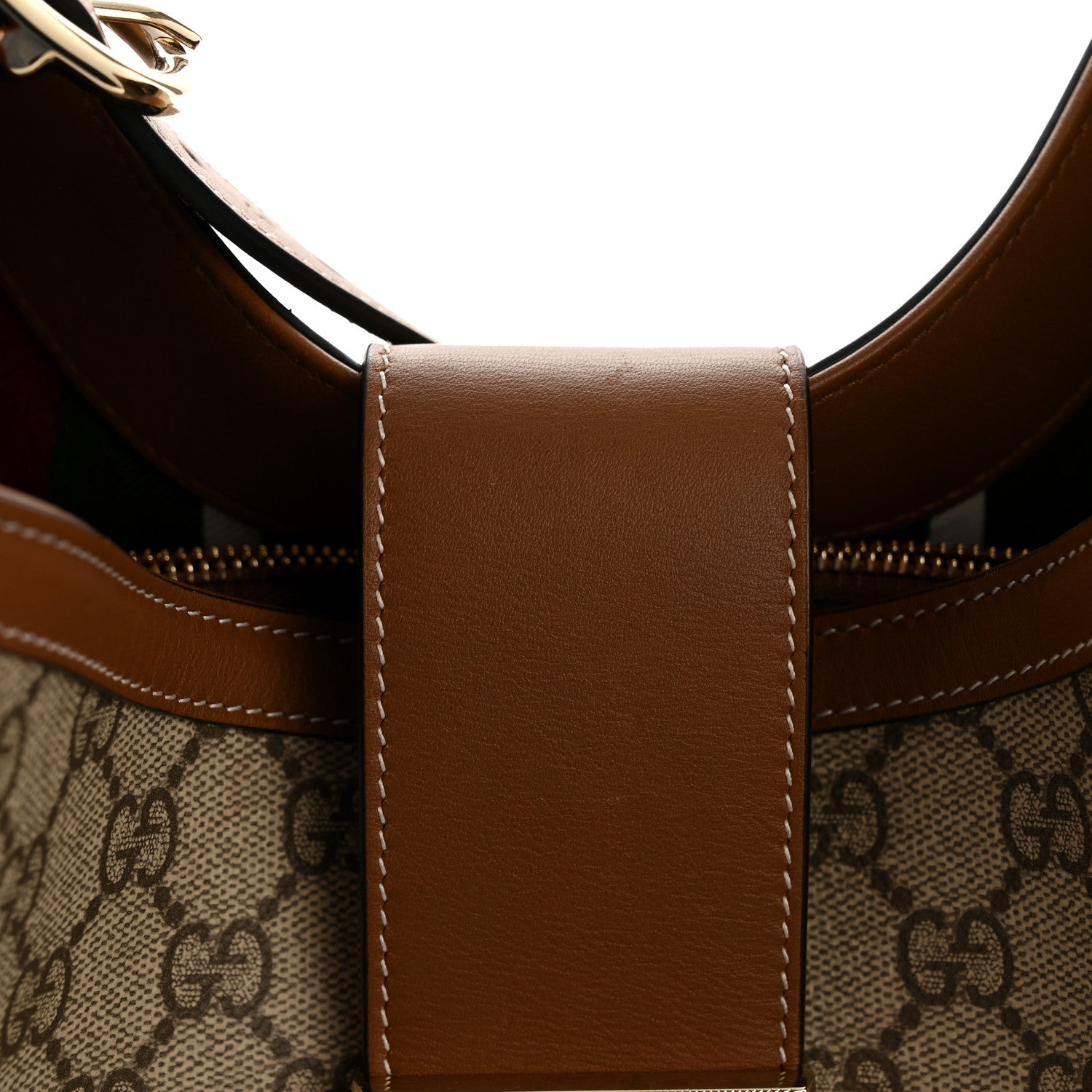 GG Icon Monogram Padlock Shoulder Bag Beige Dark Brown
