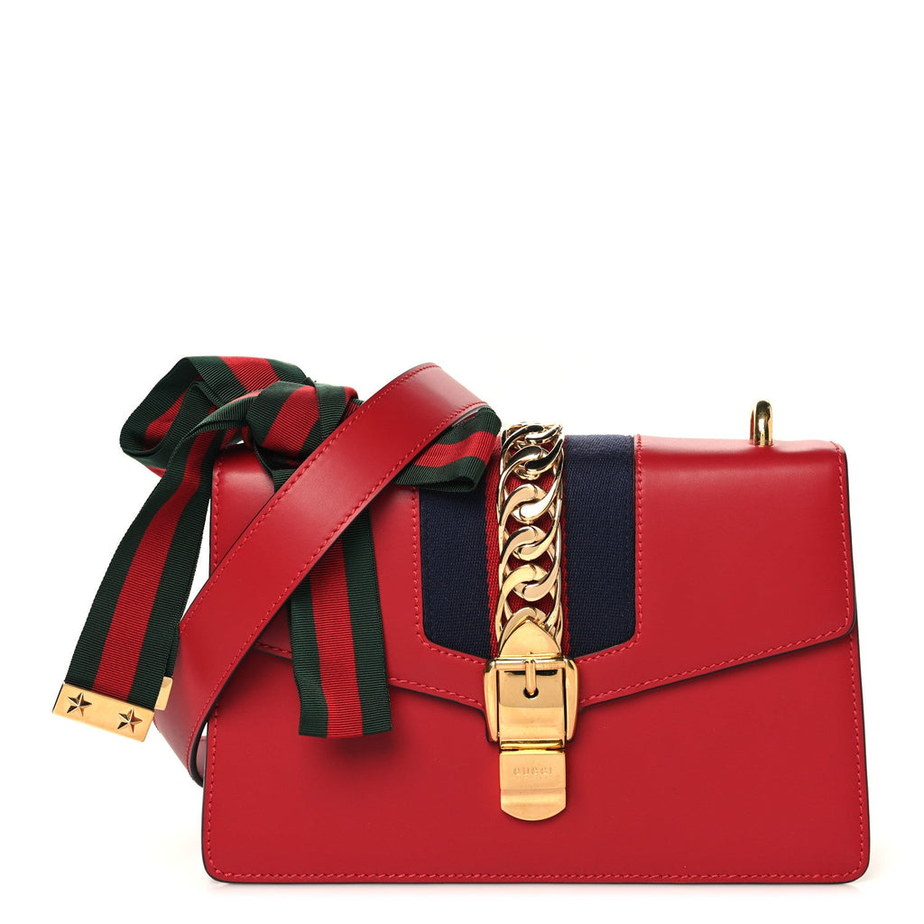 Calfskin Small Sylvie Shoulder Bag Hibiscus Red