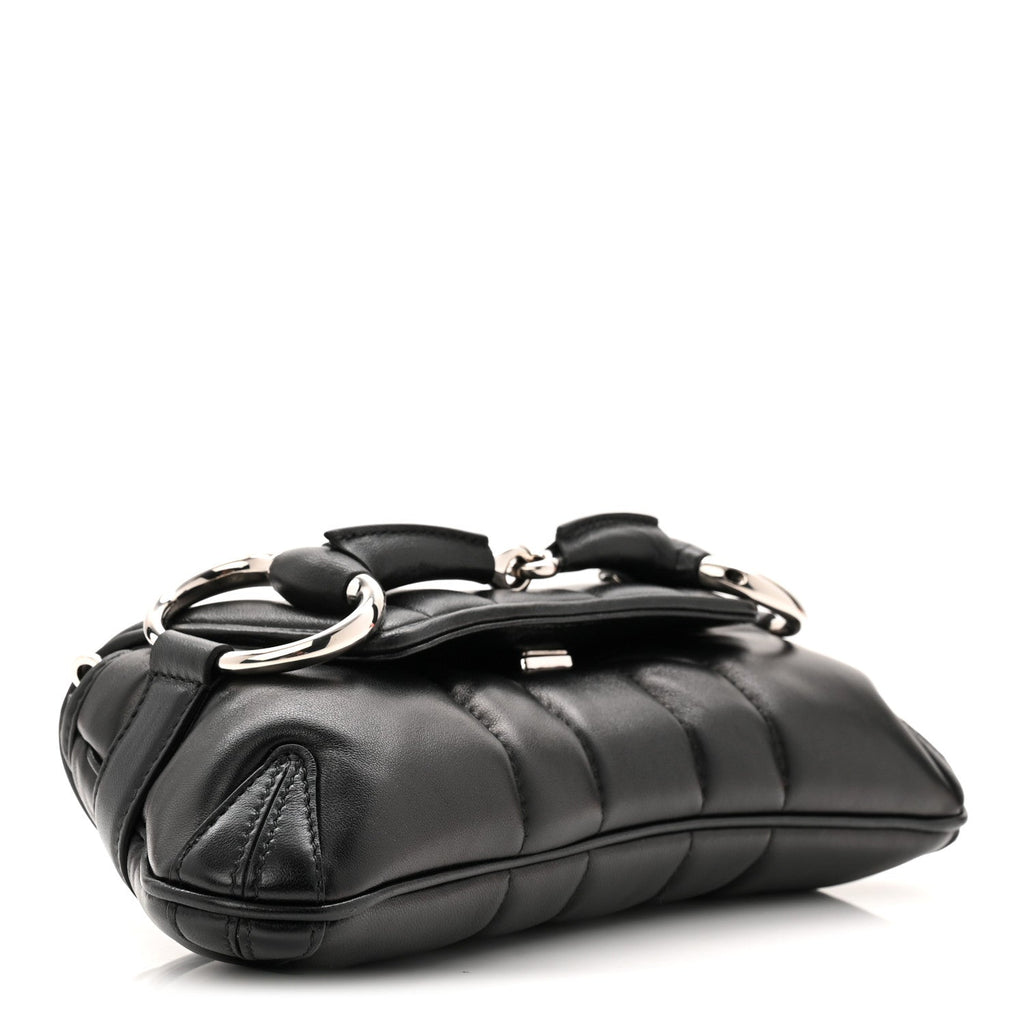 Nappa Vertical Matelasse Small Maxi Horsebit Chain Shoulder Bag Black