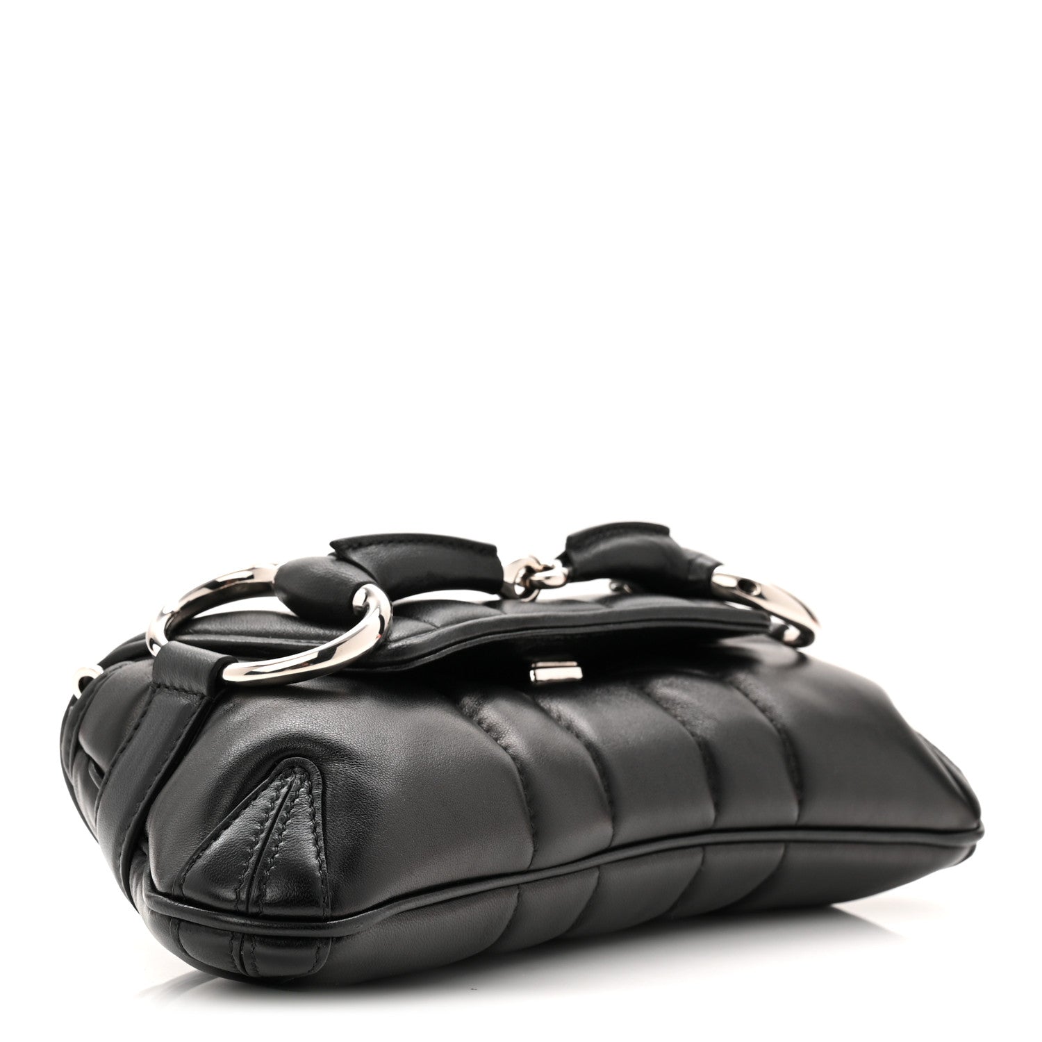Nappa Vertical Matelasse Small Maxi Horsebit Chain Shoulder Bag Black