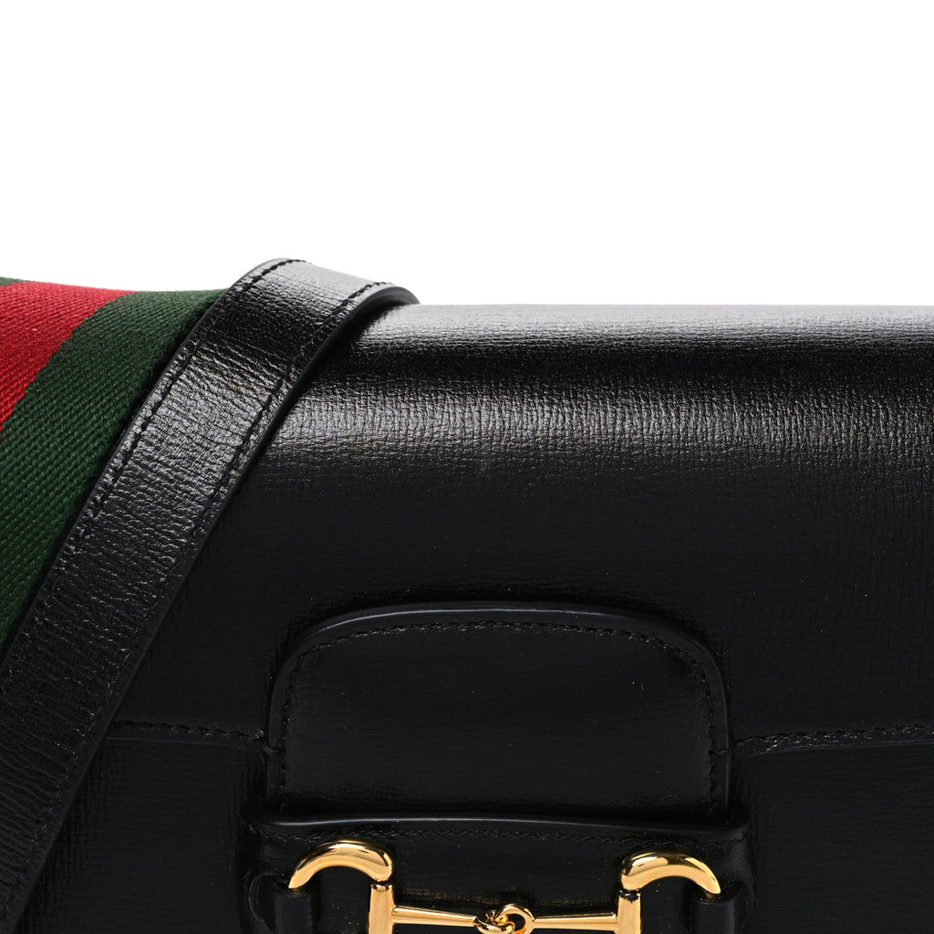 Azalea Calfskin Web Mini Horsebit 1955 Shoulder Bag Black