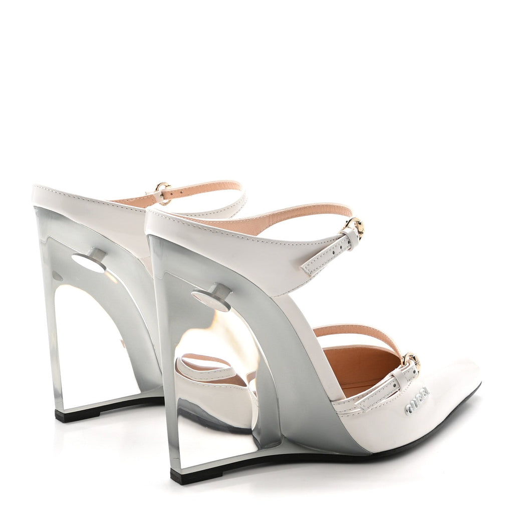 Regent Calfskin Wedge Mules 37 White