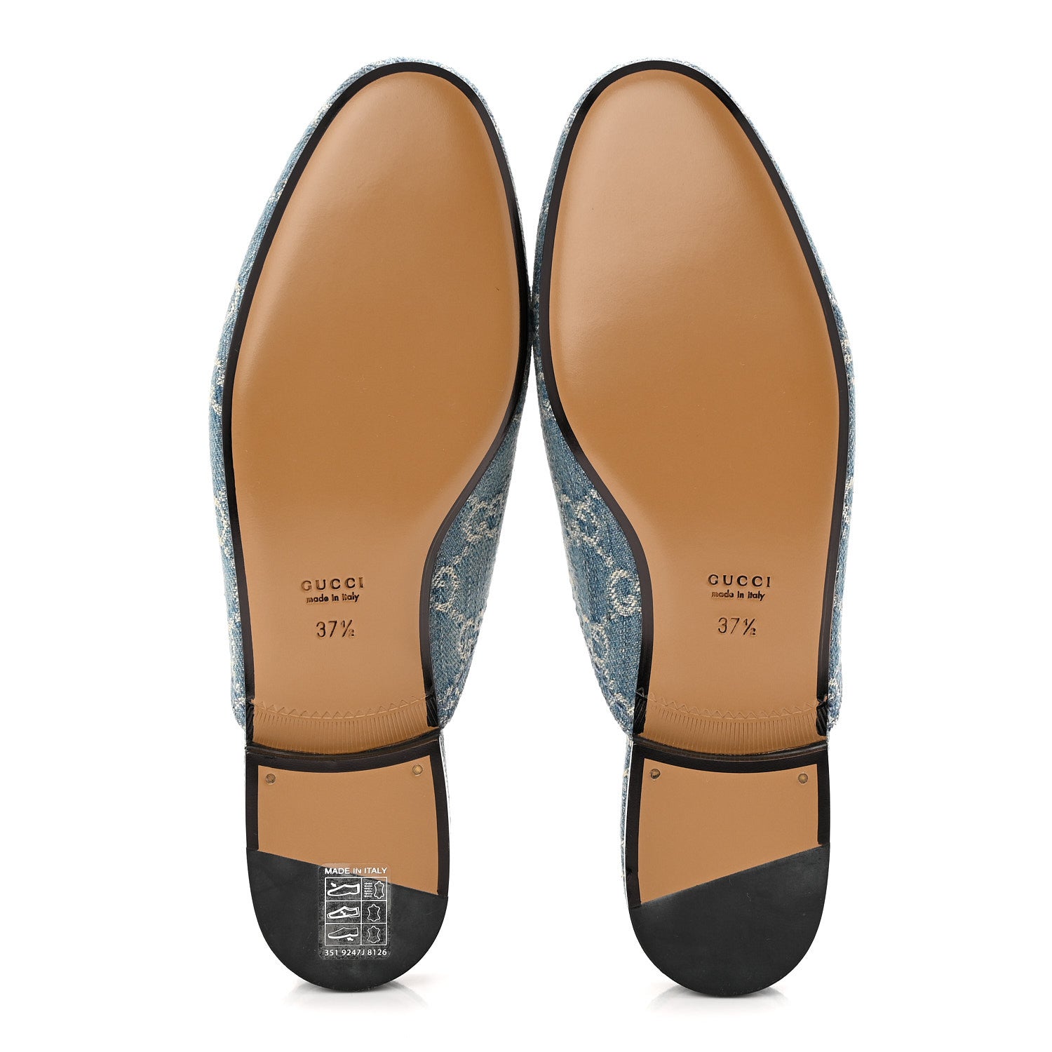 New Denim GG Malaga Kid Womens Princetown Slippers 37.5 Light Blue Royale
