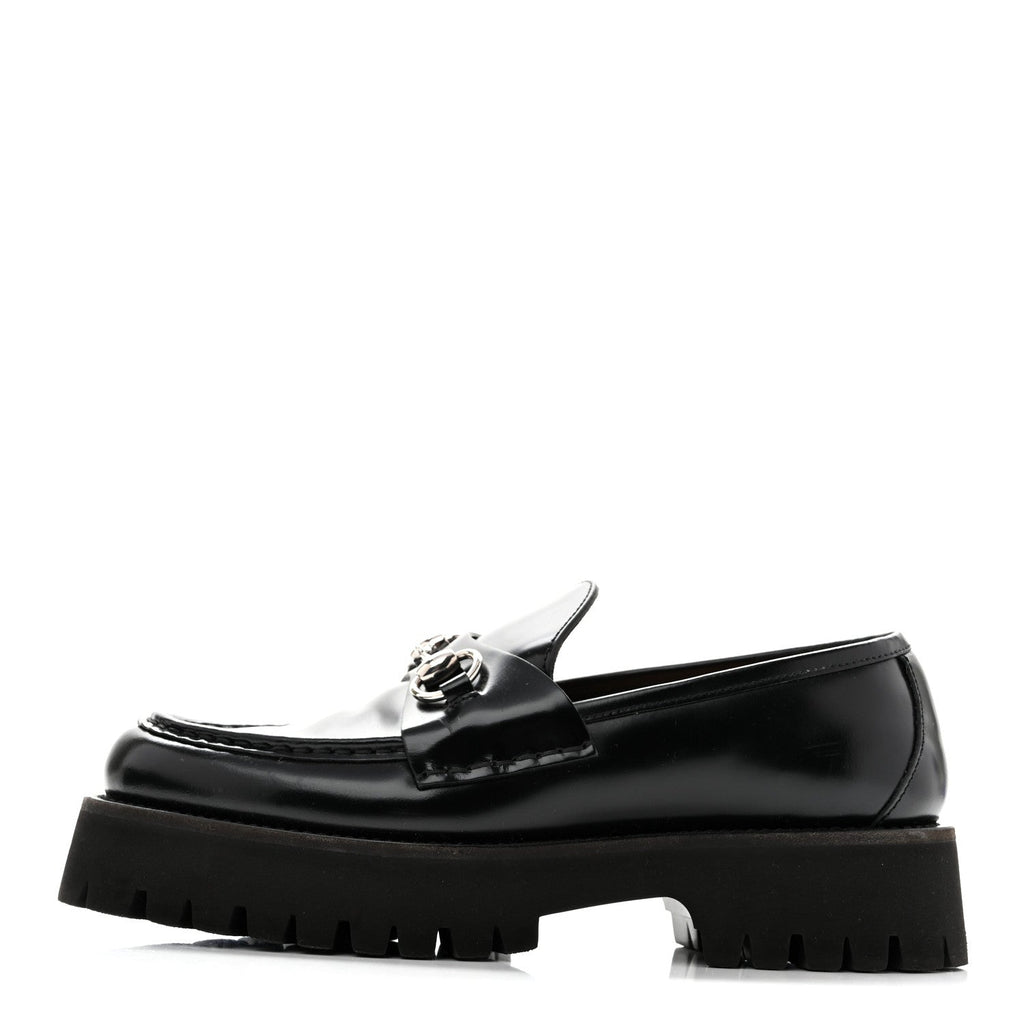 Cordovan Lux Womens Horsebit 45mm Platform Loafers 38.5 Black