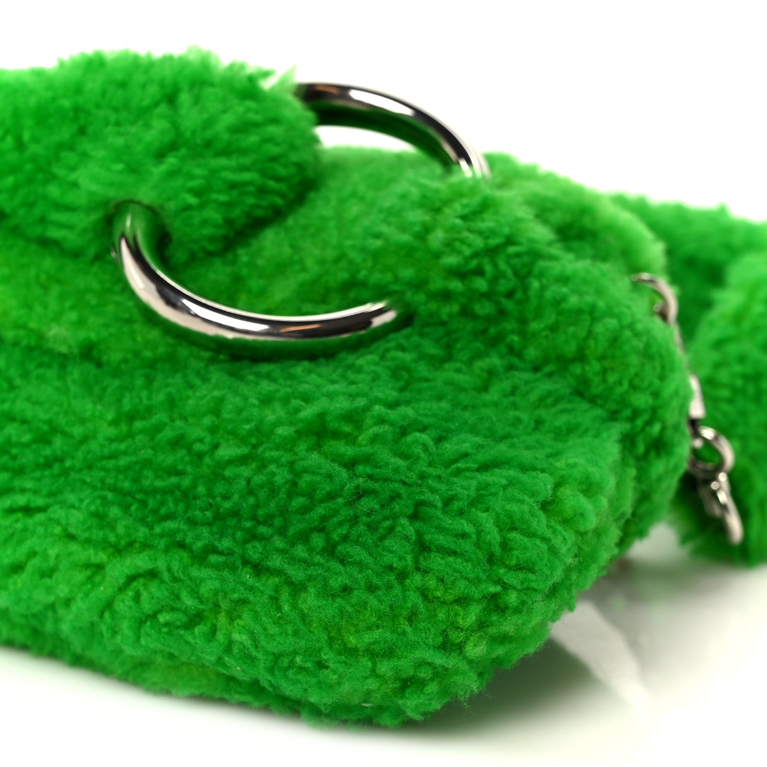 Merino Wool Medium Maxi Horsebit Chain Shoulder Bag Green