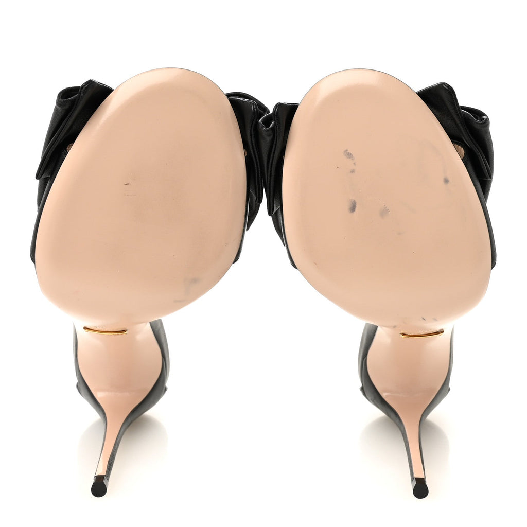 Nappa Ilse Pleated Bow Sandals 39 Black