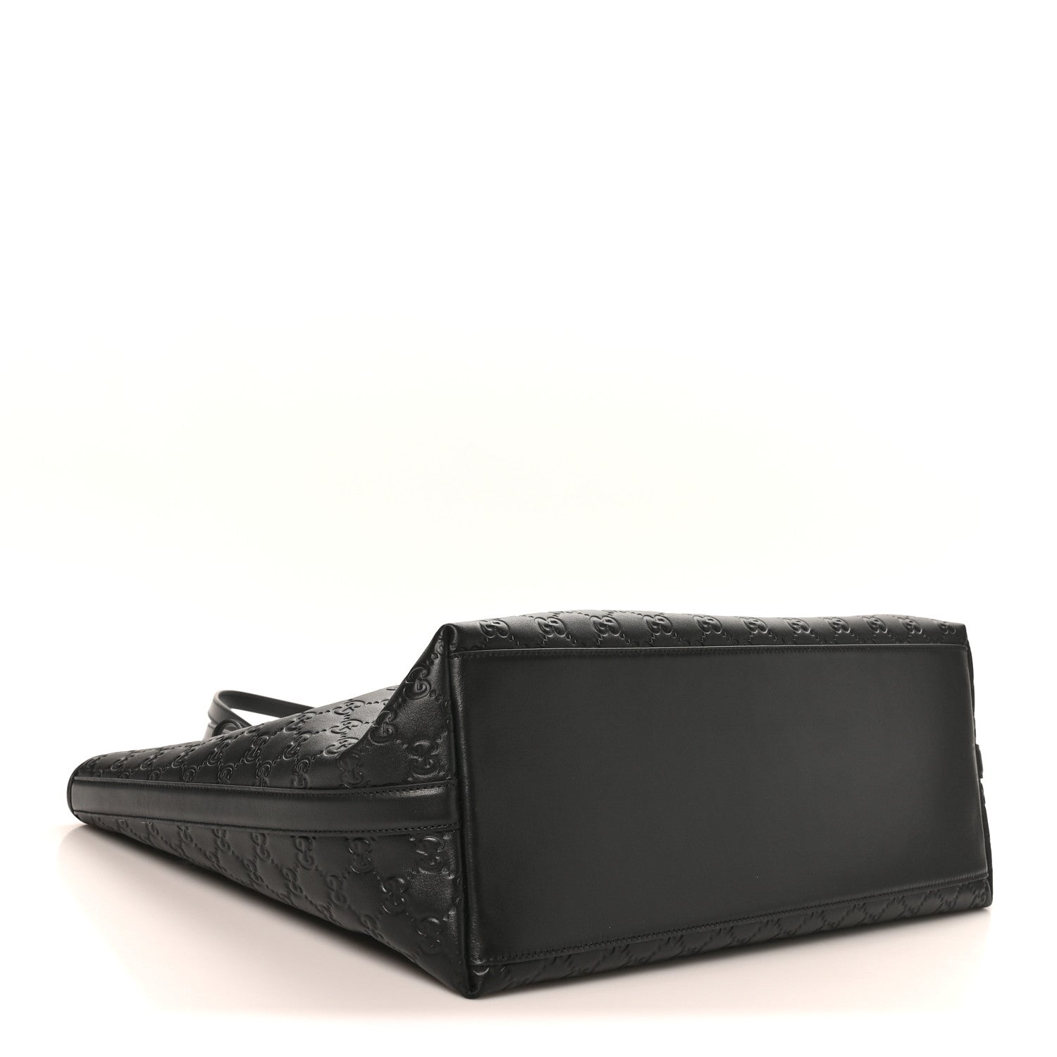 GG Calfskin Embossed Emblem Large Tote Bag Black