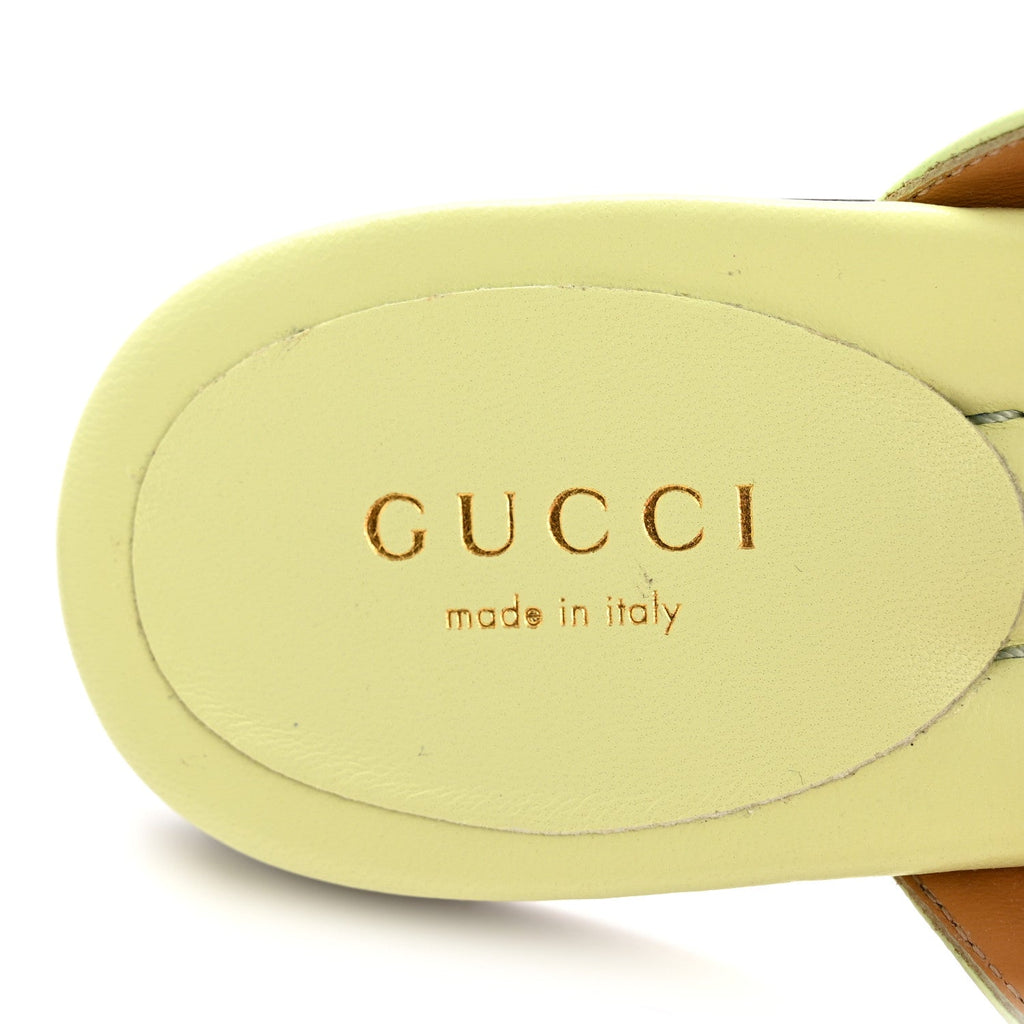 Calfskin Double G Thong Flat Sandals 35 Pistachio Green