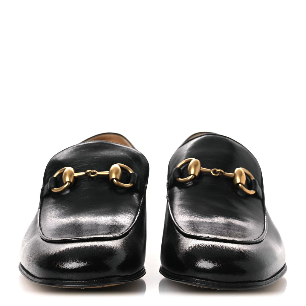Goatskin Womens Horsebit Mid-Heel Loafers 36 Black