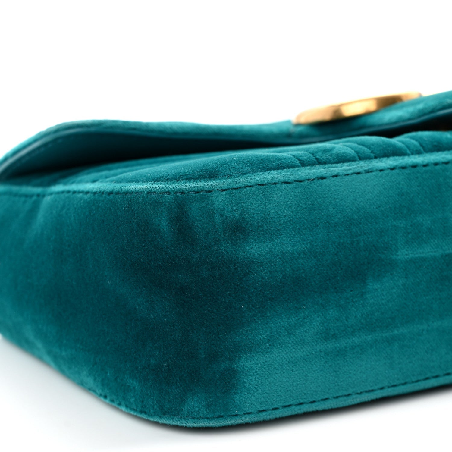 Velvet Matelasse Mini GG Marmont Shoulder Bag Pavone Cyan