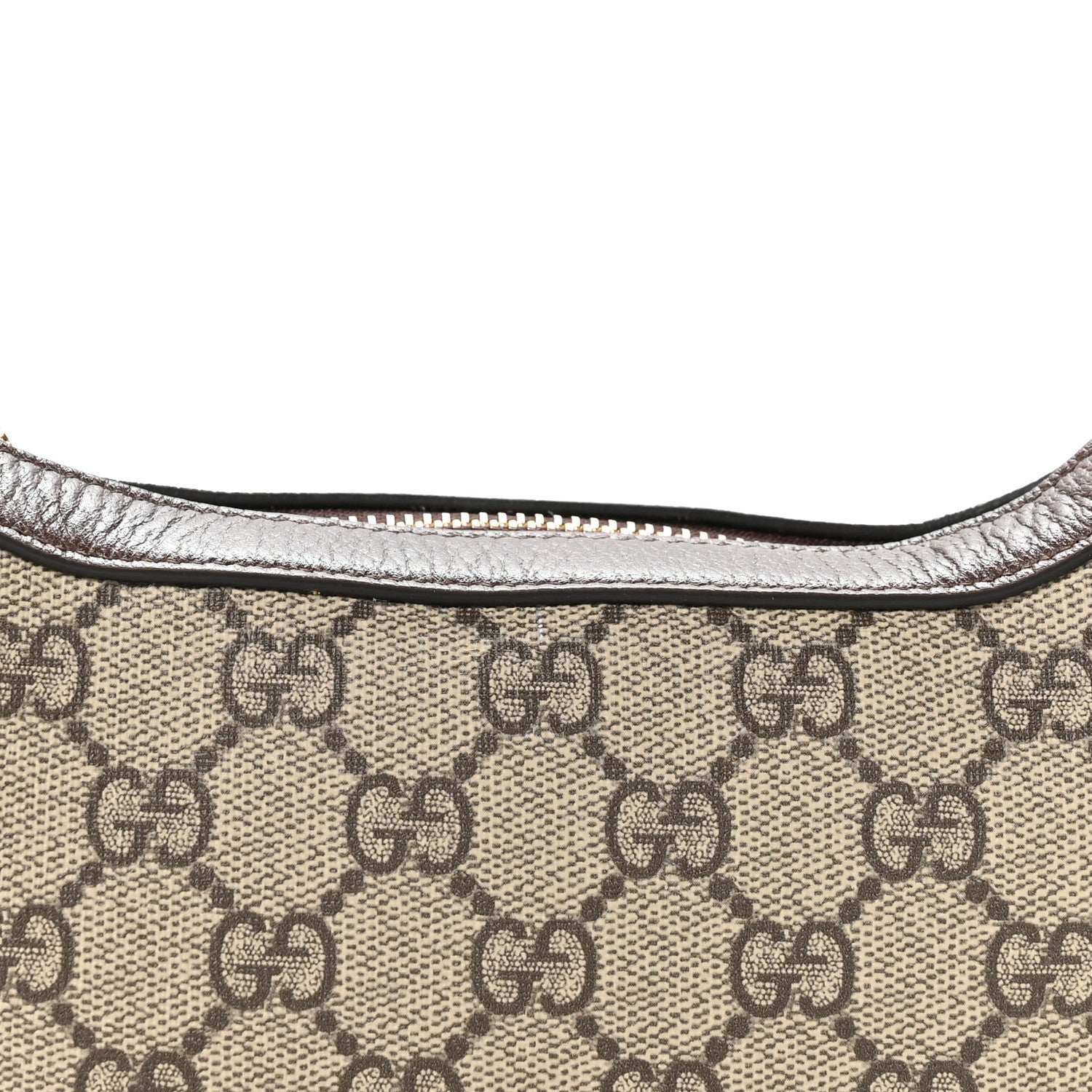 GG Supreme Monogram Textured Calfskin Web Mini Ophidia Half Moon Hobo Beige Ebony New Acero