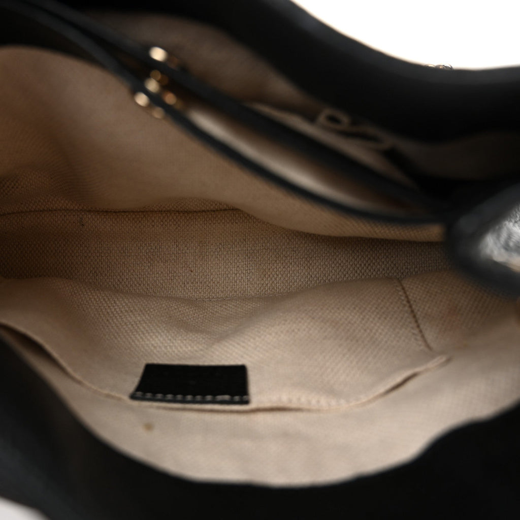 Pebbled Calfskin Small Soho Chain Shoulder Bag Black