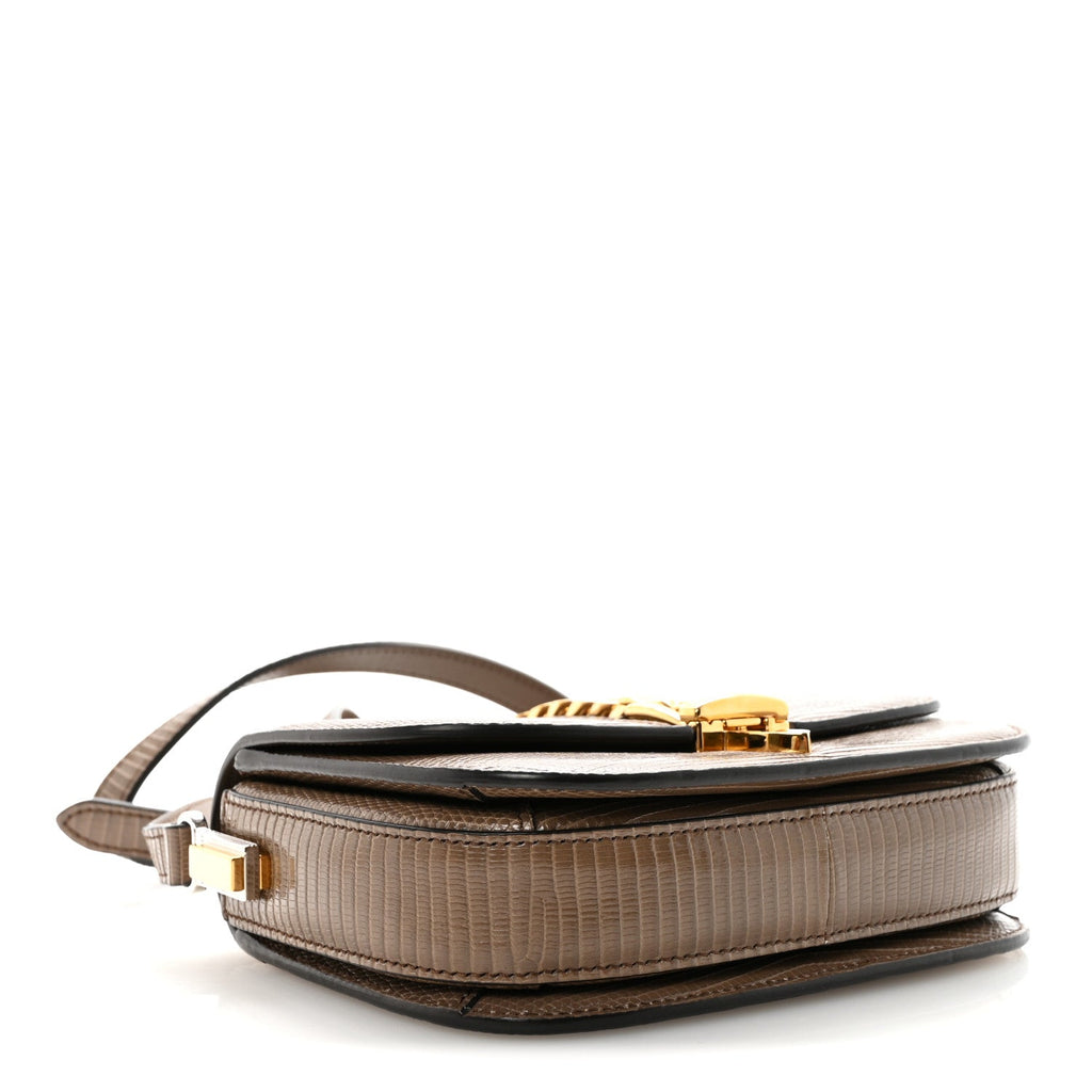 Lizard Mini Sylvie 1969 Messenger Bag Taupe