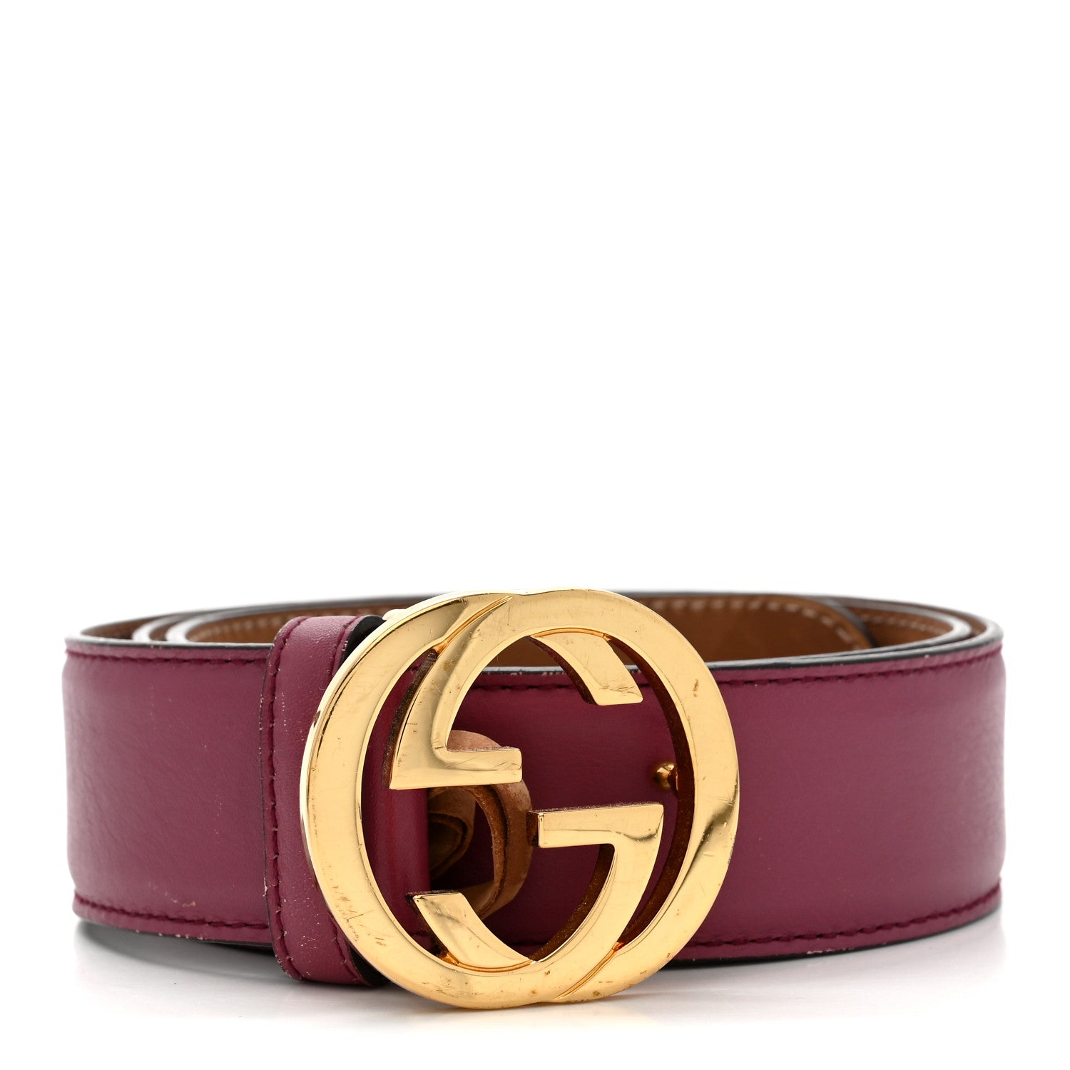 Moon Calfskin Interlocking G 37mm Belt 80 32 Glossy Pink