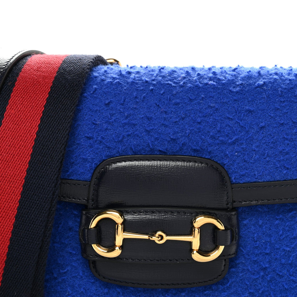 Casy Wool Azalea Calfskin Mini Horsebit 1955 Shoulder Bag Blue China