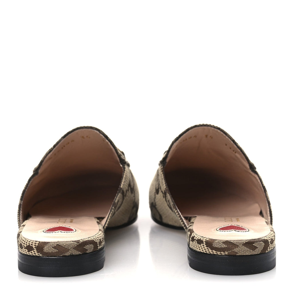 Monogram Jumbo GG Malaga Kid Womens Princetown Slippers 35 Camel Ebony New Acero Beige
