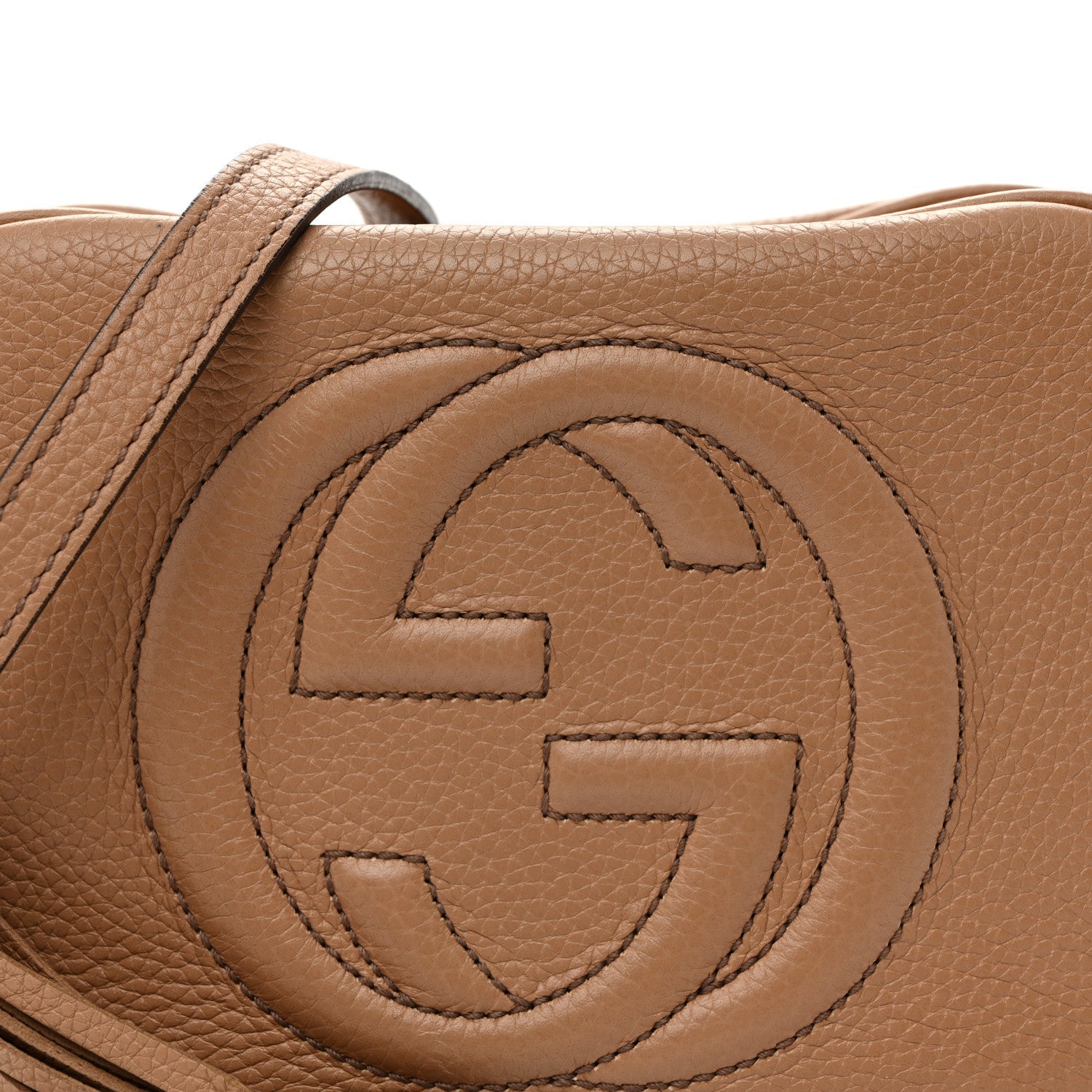Pebbled Calfskin Small Soho Disco Bag Camelia