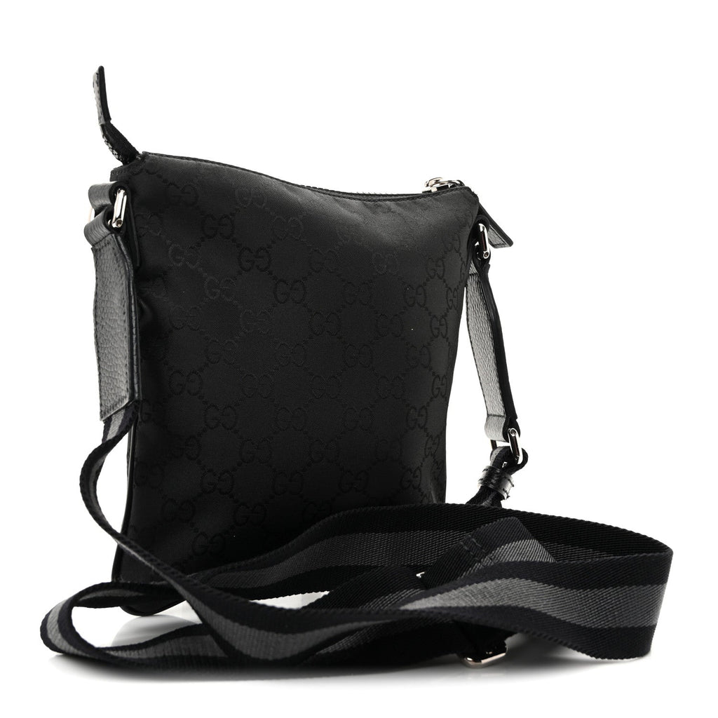 Nylon Monogram Mini Flat Messenger Bag Black